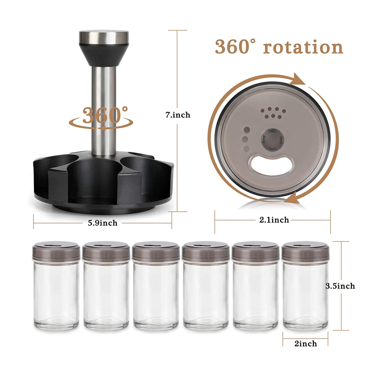 Miniatura 4 de Condimentero Organizador 360 + 6 Frascos